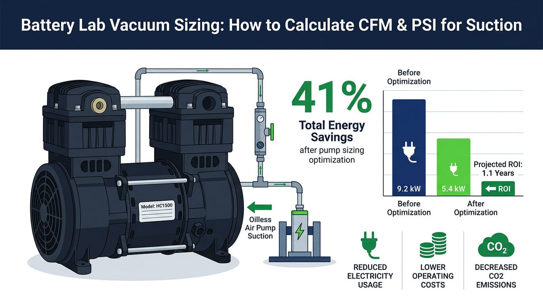 Battery Lab Vacuum Sizing: How to Calculate CFM & PSI for Suction