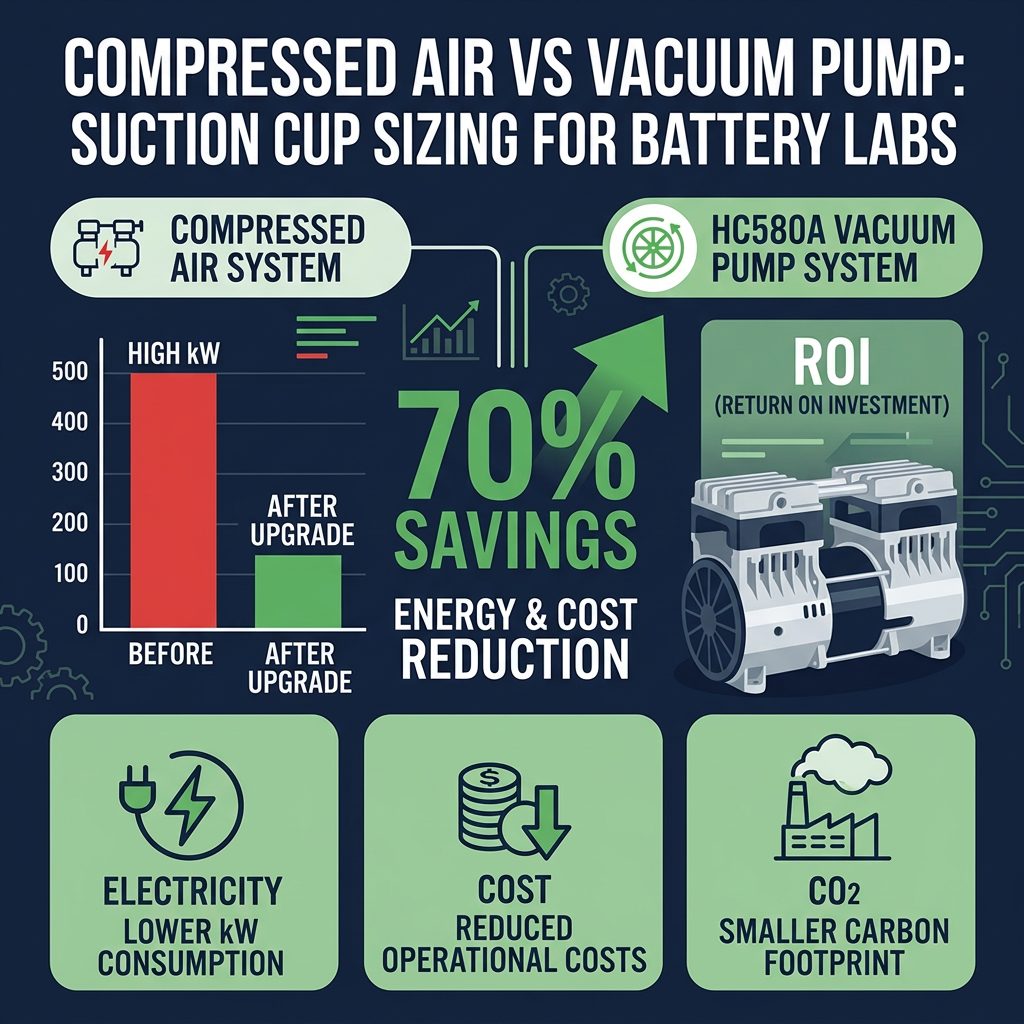 Compressed Air vs Vacuum Pump: Suction Cup Sizing for Battery Labs