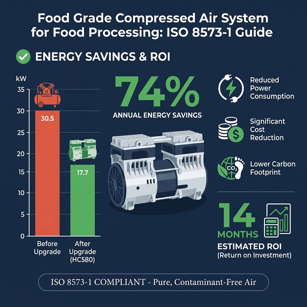 Food Grade Compressed Air System for Food Processing: ISO 8573-1 Guide