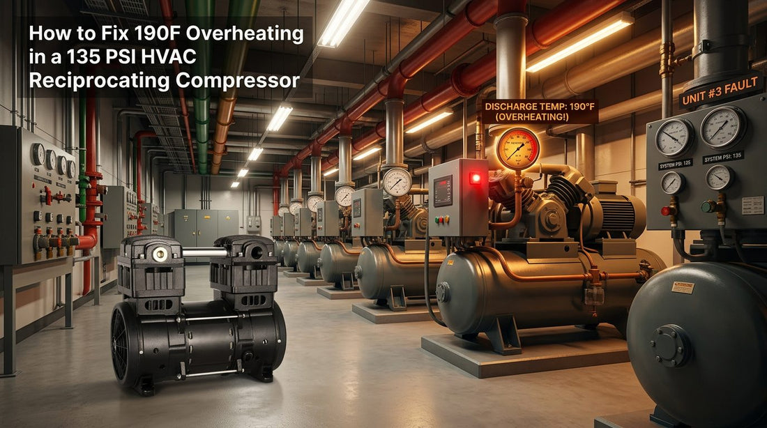 How to Fix 190F Overheating in a 135 PSI HVAC Reciprocating Compressor