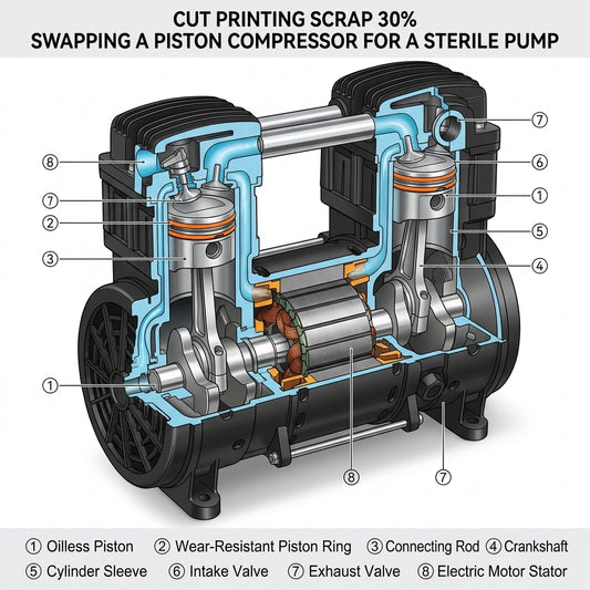 Cut Printing Scrap 30% Swapping a Piston Compressor for a Sterile Pump