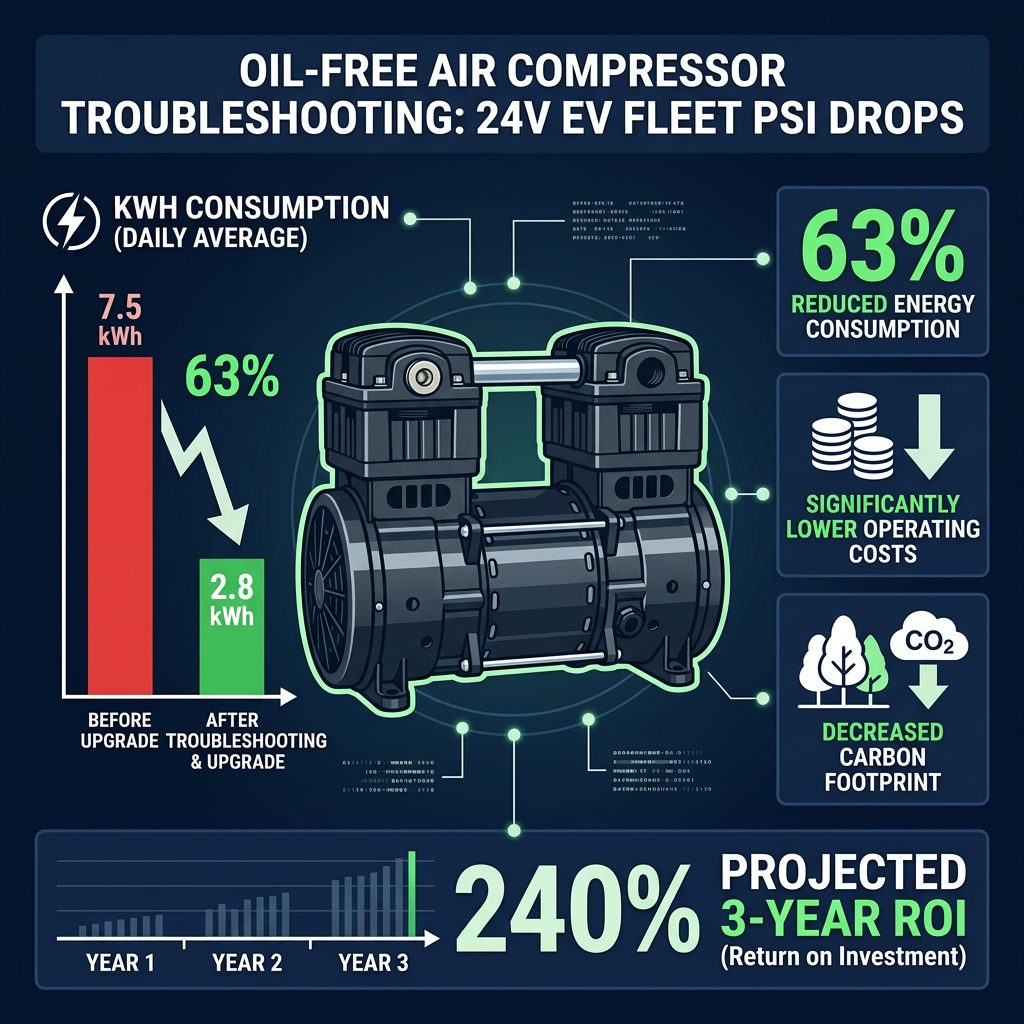 Oil-Free Air Compressor Troubleshooting: 24V EV Fleet PSI Drops