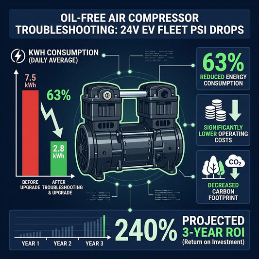 Oil-Free Air Compressor Troubleshooting: 24V EV Fleet PSI Drops