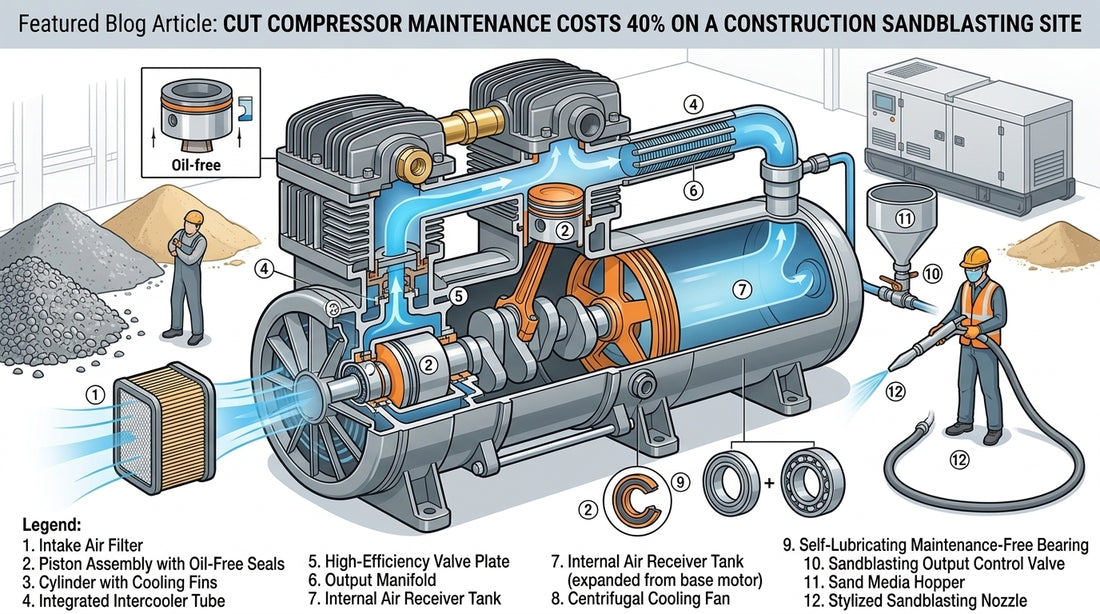 Cut Compressor Maintenance Costs 40% on a Construction Sandblasting Site