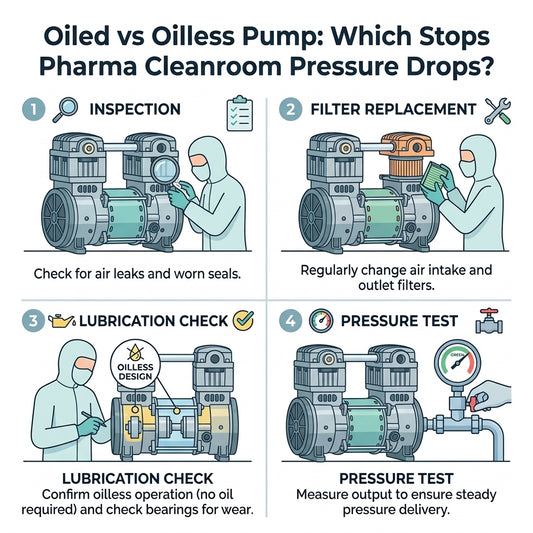 Oiled vs Oilless Pump: Which Stops Pharma Cleanroom Pressure Drops?