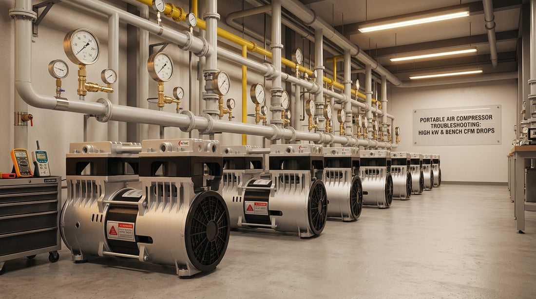 Portable Air Compressor Troubleshooting: High kW & Bench CFM Drops