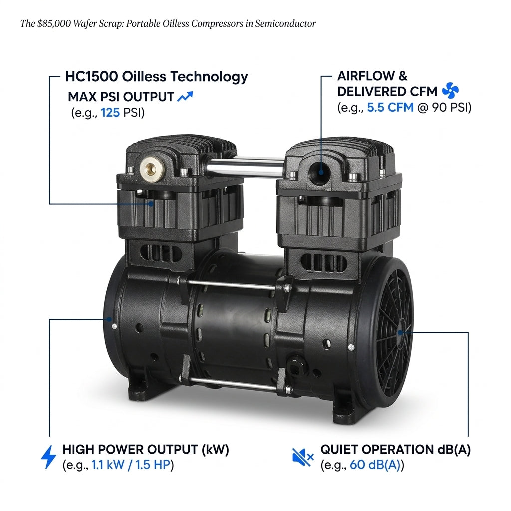 The $85,000 Wafer Scrap: Portable Oilless Compressors in Semiconductor