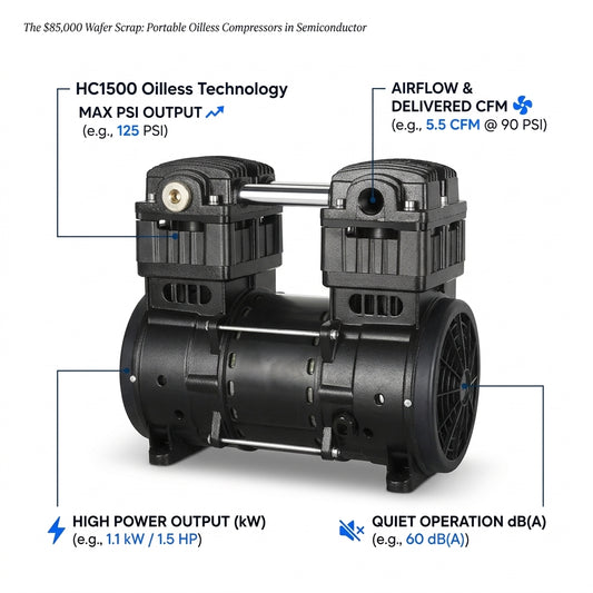 The $85,000 Wafer Scrap: Portable Oilless Compressors in Semiconductor