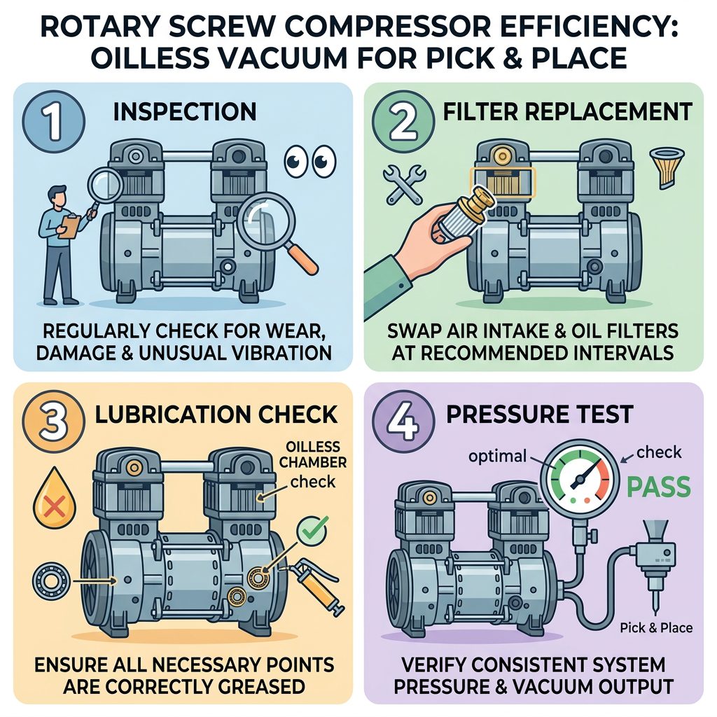 Rotary Screw Compressor Efficiency: Oilless Vacuum for Pick & Place