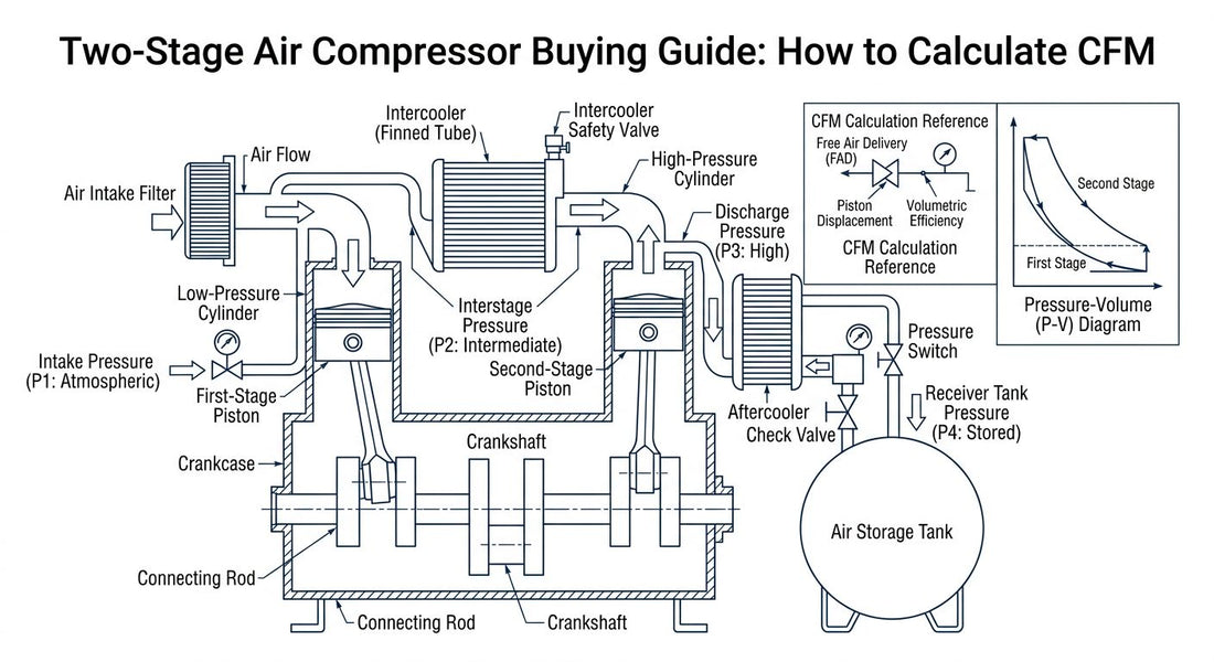 Two-Stage Air Compressor Buying Guide: How to Calculate CFM