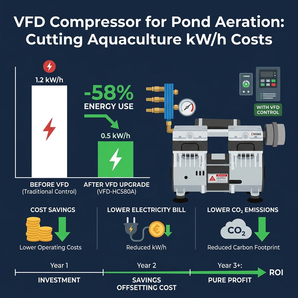 VFD Compressor for Pond Aeration: Cutting Aquaculture kW/h Costs