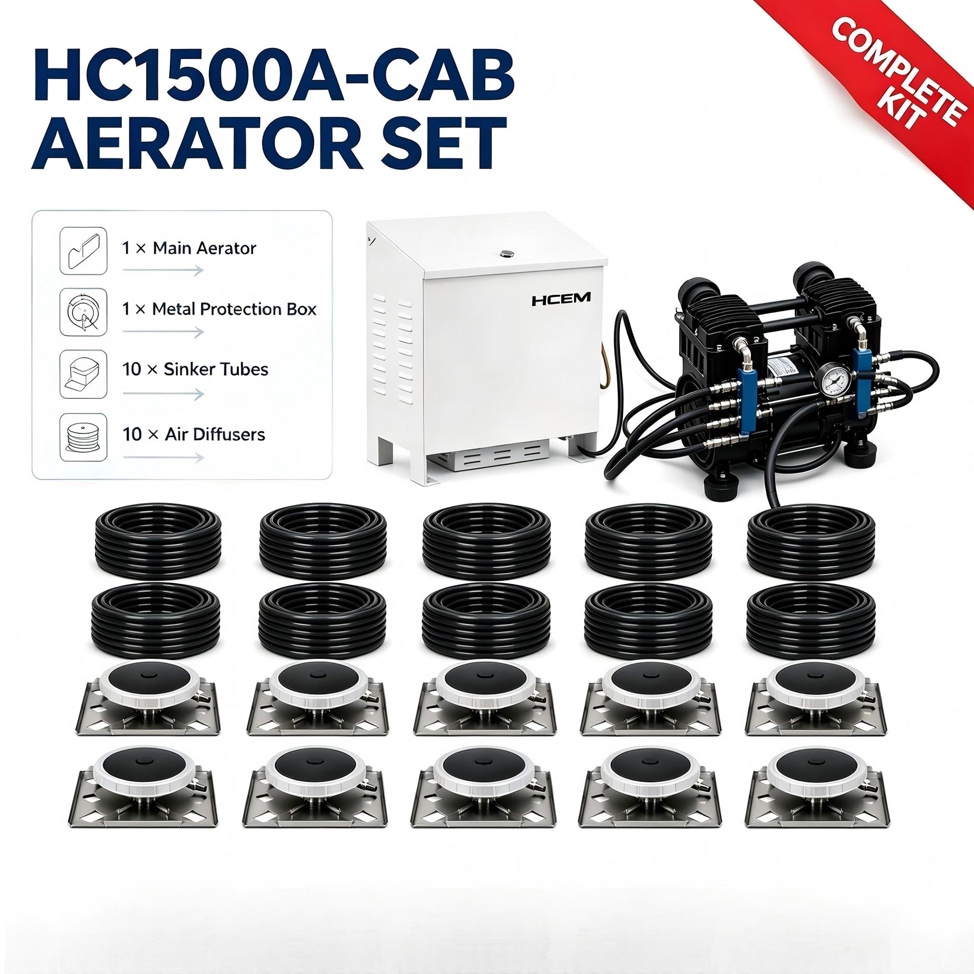 HC1500A-CAB 220V AC Cabinet Pond Aerator System (Up to 5 Acres) - 1500-cab-1