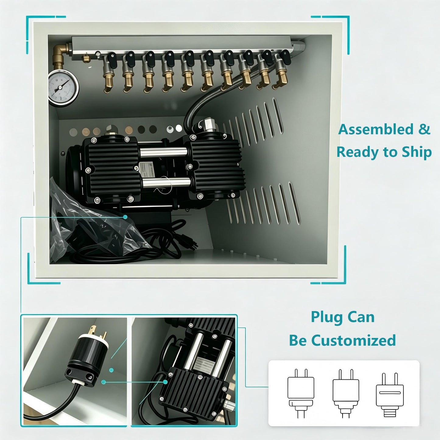 HC1500A-CAB 220V AC Cabinet Pond Aerator System (Up to 5 Acres) - HC1500-CAB-5