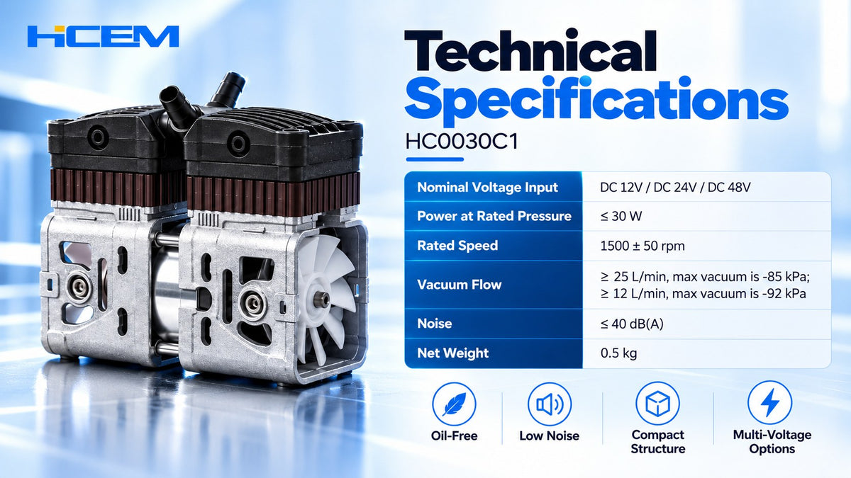 HC0030C1 twin-cylinder oil-free brushless DC vacuum pump with driver board - view 11