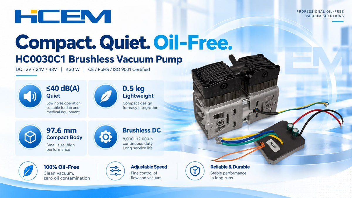 HC0030C1 twin-cylinder oil-free brushless DC vacuum pump with driver board - view 2