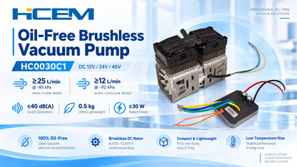 HC0030C1 twin-cylinder oil-free brushless DC vacuum pump with driver board - view 3