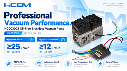 HC0030C1 twin-cylinder oil-free brushless DC vacuum pump with driver board - view 4
