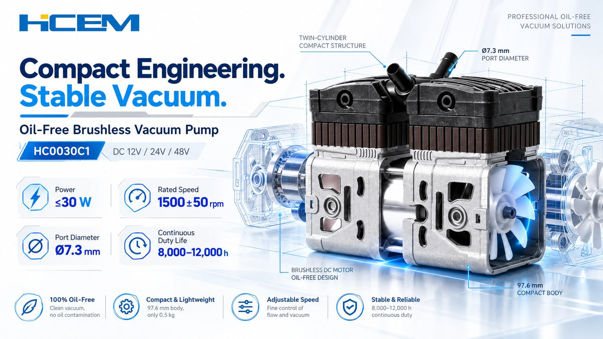 HC0030C1 twin-cylinder oil-free brushless DC vacuum pump with driver board - view 5