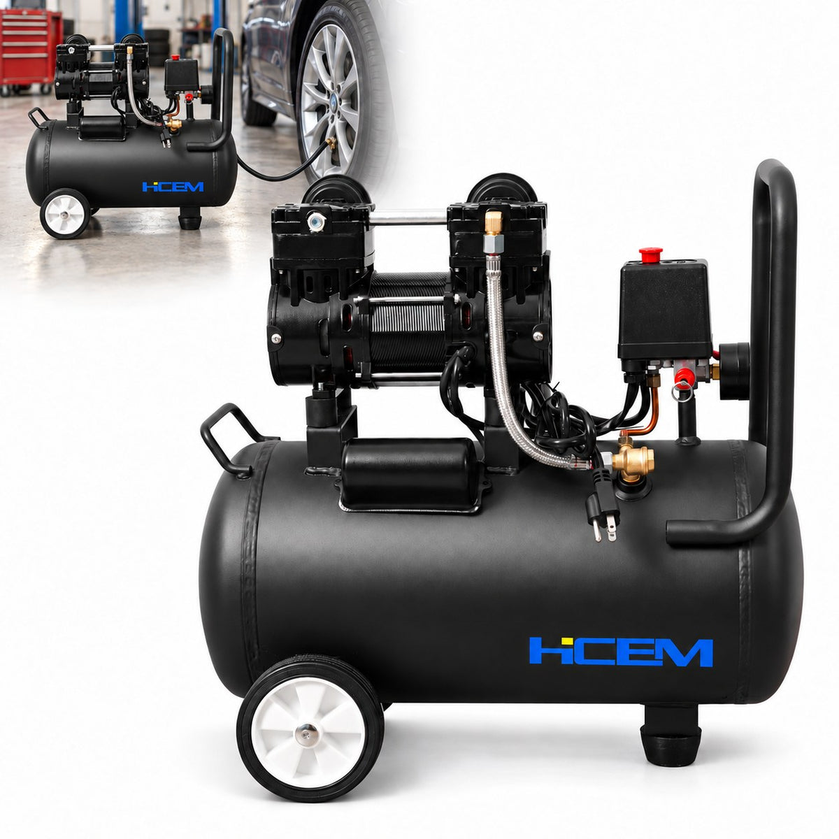 HC0900/1-P124W 900W oilless air compressor with 24L horizontal tank - view 2