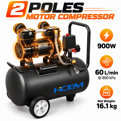 HC0900/1-P124W 900W oilless air compressor with 24L horizontal tank - view 3