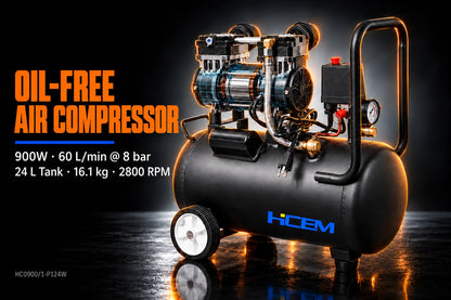 HC0900/1-P124W 900W oilless air compressor with 24L horizontal tank - view 4