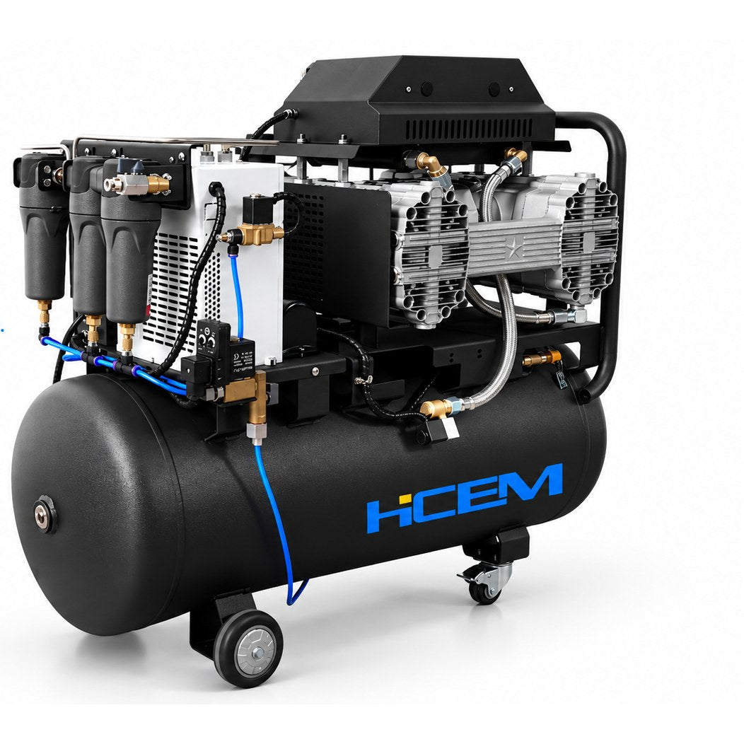 HC2500/1-A90W four-cylinder oil-free air compressor with refrigerated dryer and 90L tank