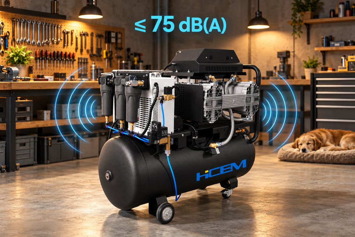 HC2500/1-A90W four-cylinder oil-free air compressor with refrigerated dryer and 90L tank - view 10