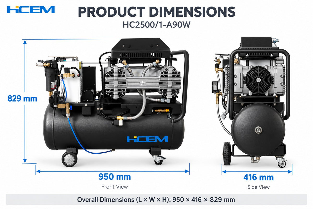 HC2500/1-A90W four-cylinder oil-free air compressor with refrigerated dryer and 90L tank - view 11