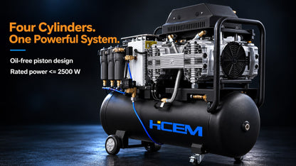 HC2500/1-A90W four-cylinder oil-free air compressor with refrigerated dryer and 90L tank - view 4