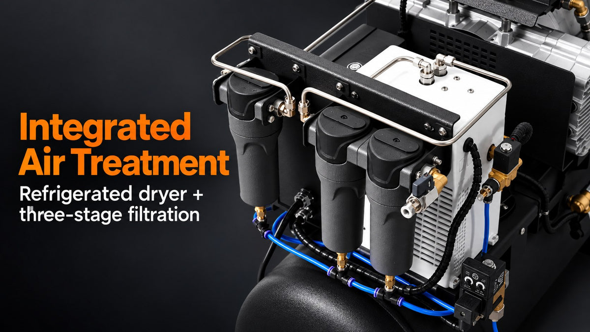 HC2500/1-A90W four-cylinder oil-free air compressor with refrigerated dryer and 90L tank - view 5