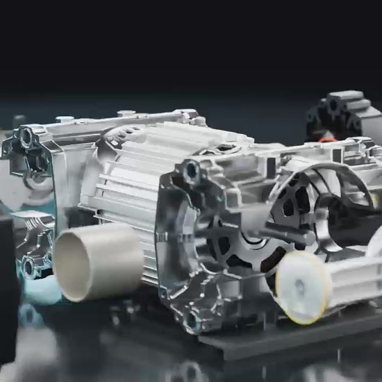 HC2500/1-A90W four-cylinder oil-free air compressor - 3D exploded view animation
